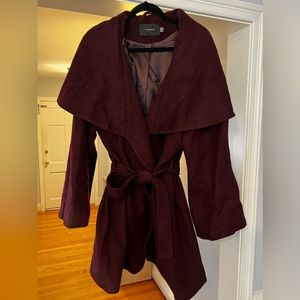 Burgundy Tahari Belted Coat - 3X